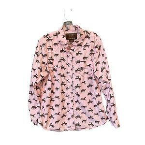 Walls Ranch Wear western shirt women XL pink brown bucking horse print cotton